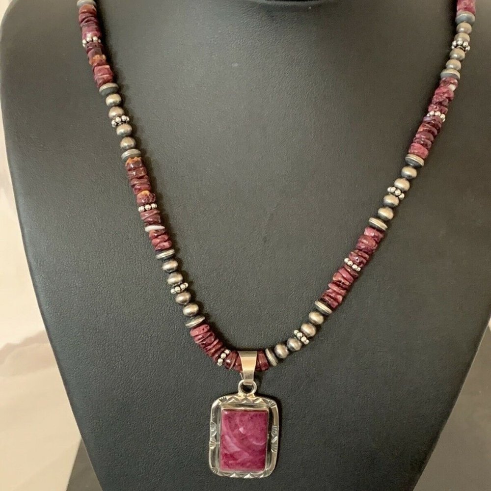 Navajo Sterling Silver Necklace Pendant Length 21
